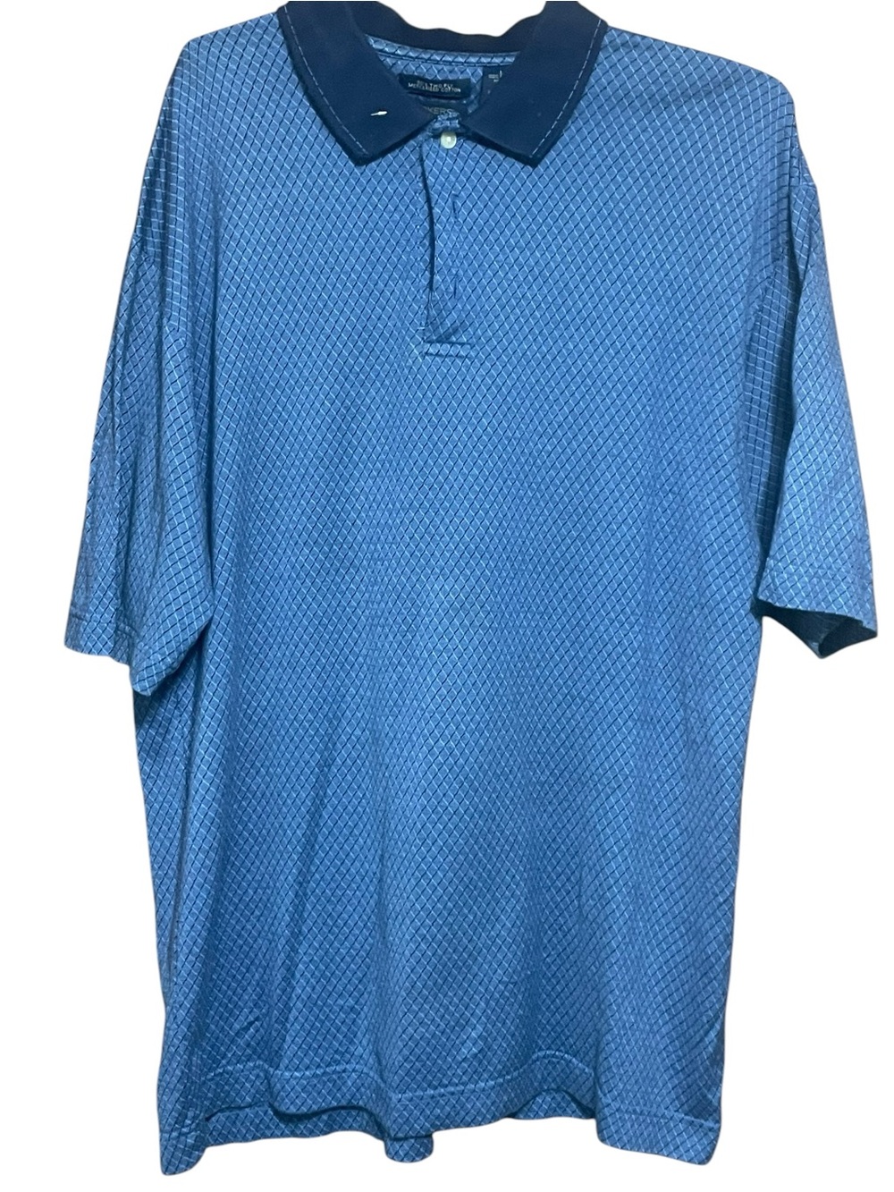 Dockers Men's Light Blue Polo with Navy Contrast Collar